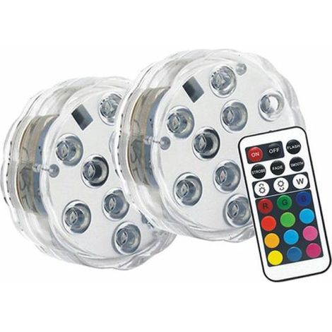 galets lumineux éclairage RGB télécommande incluse étanche IP68 Lot de 2 (1/4)