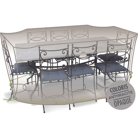 Housse de protection Cover Air pour table rectangulaire + 10 chaises - 290 x 130 x 70 cm - Jardiline (1/4)