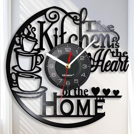 Disque Vinyle Pendules Murales 30 cm de Diamètre Moderne Horloge Cuisine Salon Numérique Murale Silencieuse sans Tic-tac pour la Décoration Maison Café Wall Clock. (1/5)