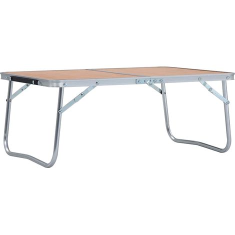 Tavolo Pieghevole da Campeggio Marrone in Alluminio 60x40cm vidaXL