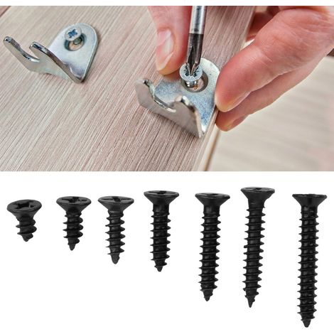 480 vis autotaraudeuses M3 à tête plate cruciforme en acier au carbone, finition nickel noir (acier au carbone noir) (1/5)