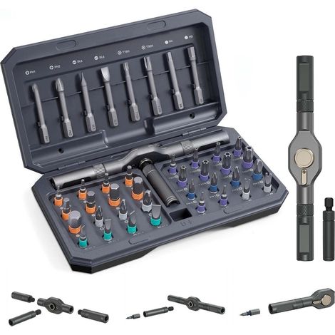 Schraubendreher Set 42in1 Magnet Ratsche Bits 40 Bits Grau (1/5)