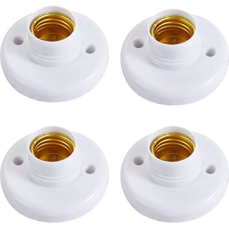4 pieces E27 round plastic lamp holder – set with 4 screw caps – white, 76 mm YMYNY (1/4)
