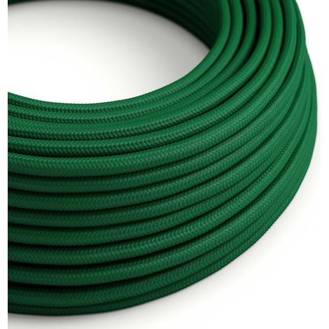 Creative-Cables Cavo elettrico rivestito in tessuto, 2 x 0,75 mm², 50 m, Verde Bosco RM21, Rotondo, effetto seta