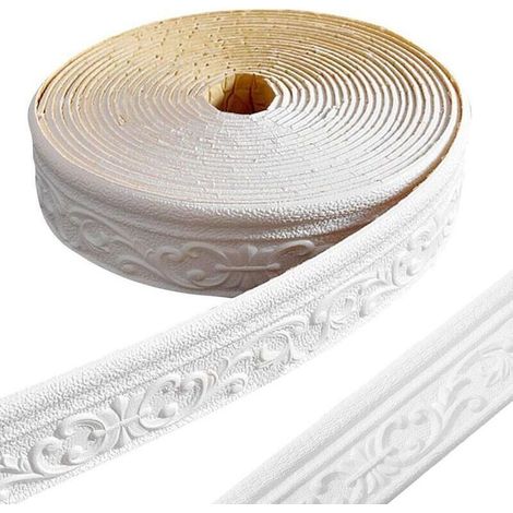 Basetbl – Frise murale adhésive 3D étanche – Bordure autocollante pour couloirs, plafonds, coins – Mousse XPE résistante à l'humidité (1/5)