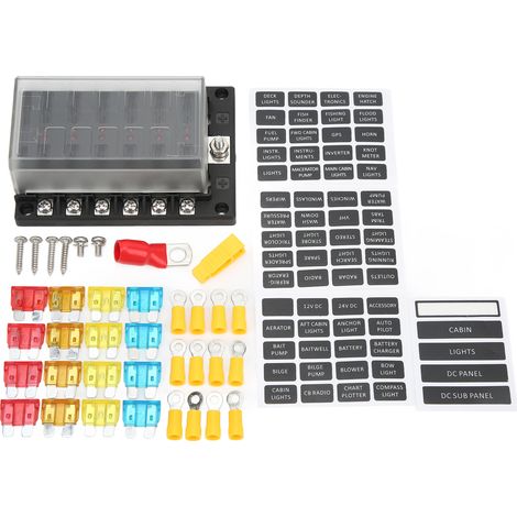 Porte-fusible universel 1 entrée 12 sorties, boîte à fusibles électrique 10-32 V avec indicateurs d'avertissement LED pour voiture, bateau et camping-car (1/5)