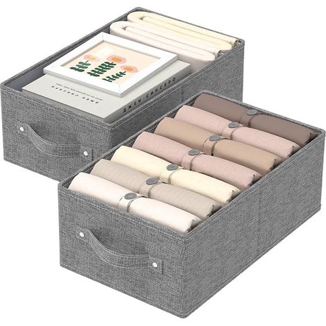 Cube de Rangement en Tissu avec Poignées,41x25x16.5cm,Gris (1/5)