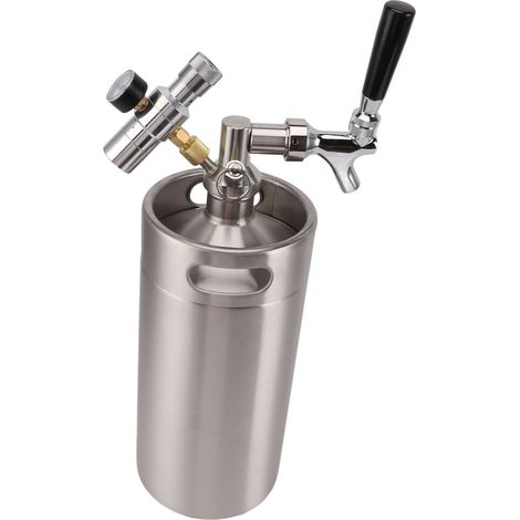 Mini fût de 3,6 L en acier inoxydable avec robinet, manomètre 150 PSI, distributeur de bière artisanale pour brassage maison. (1/5)