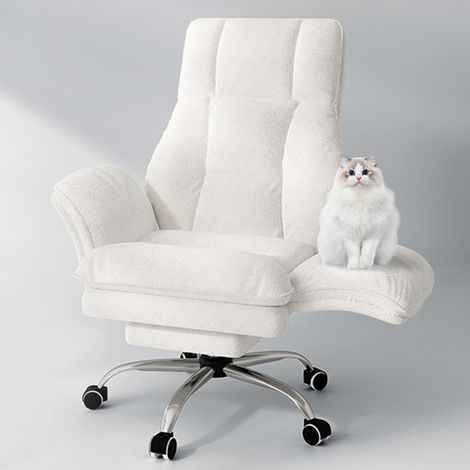 Chaise de bureau ergonomique - Chaise gaming avec repose-pieds, dossier inclinable jusqu’à 135°, pivotante, accoudoirs rabattables, dossier haut
