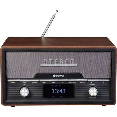 Denver MDA-525DW DARK WOOD Radio de table DAB+, FM bois marron (satiné) Y692443 (1/5)