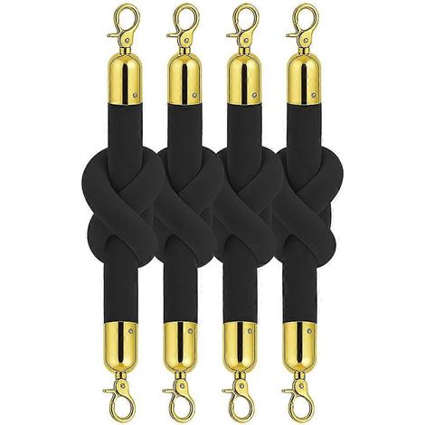 Set mit 4 schwarzen Samtseilen – Schwarze Samtseile für Partys, Zeremonien und zur Absperrung von Menschenmengen (1/5)