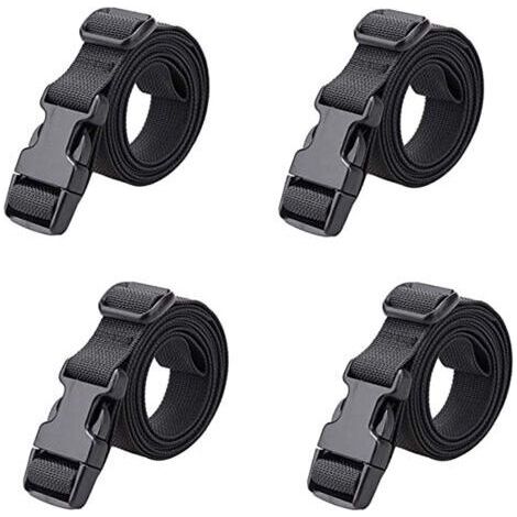 4 pièces Sangle à Boucle Rapide 25 mm Sangle Valise Petite Sangle à Cliquet Plastique pour Arrimage Bagage Fixation Déménagement (Noir - 25 mm, 1.8 m)
