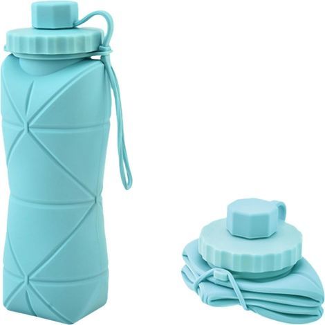 Bouteille Isotherme Outdoor Portable Retractable Water Cup Sports Pandon en Forme De Diamant-bleu-600 ML,bleu (1/2)