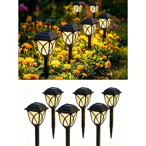6-teiliges Solar-Gartenleuchten-Set für den Außenbereich, wasserdichte Solar-Gartenleuchten mit automatischer Einschaltfunktion, Solar-Außenbeleuchtung für Wege, Rasenflächen, Terrassen und Einfahrten (1/5)