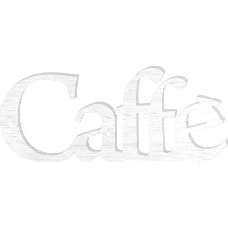 Lupia - Scritta in Legno 3D CAFFE', WOODWRITE colorazione bianca, Abbellisci Casa o Negozio, Made in Italy, Facile da Appendere o Appoggiare, Bianco, 55x24x1 cm, legno ecologico MDF (1/4)
