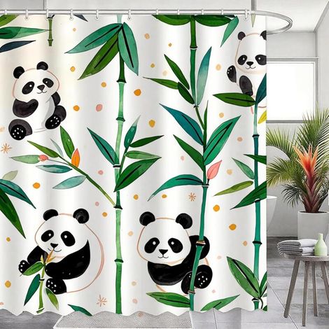 Rideau de douche en polyester imperméable résistant à la moisissure avec ourlet lesté et 12 crochets pour salle de bain Vert 200 x 200 cm