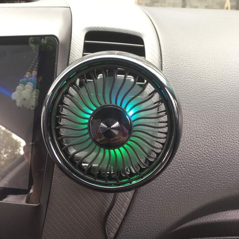 Ventilateur De Sortie D'Air - Pour Climatisation Automobile - Rotation 360° - Alimentation USB - LED - Noir (1/5)