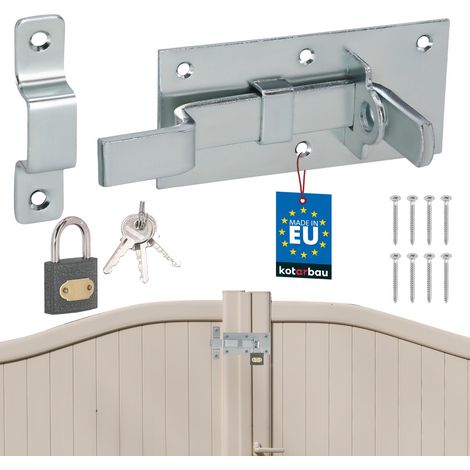 KOTARBAU® Universal-Türriegel für Türen, Tore und Umzäunungen aus Stahl, 130 mm + Vorhängeschloss
