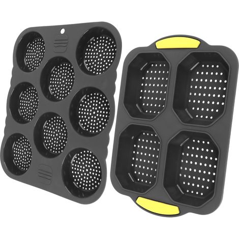 Moule à pain de mie en silicone à 8 cavités, moule à baguettes en silicone à 4 cavités. Compatible four, micro-ondes, lave-vaisselle et réfrigérateur. (1/5)