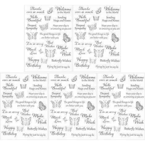 5Pcs Butterfly Clear Stamp Transparent DIY Hand‑Made Photo Album Decoration Accessories (1/5)
