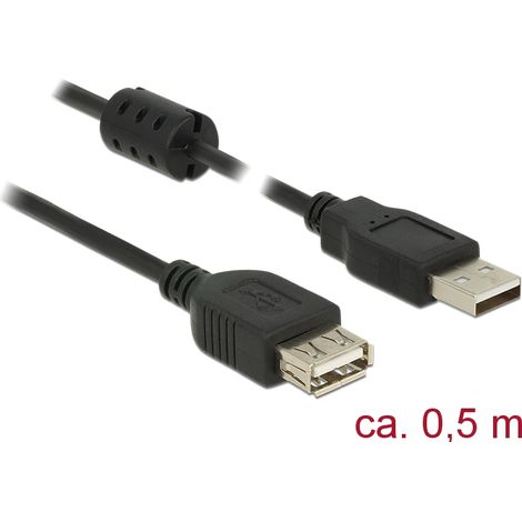 Delock alargador usb 2.0 tipo-a macho  usb 2.0 tipo-a hembra de 0,5 m negro