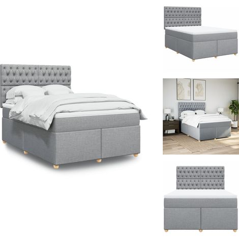 Sommier à lattes de lit avec matelas Gris clair 140x190cm Tissu - Sommier À Lattes De Lit - Sommiers À Lattes De Lit - Lit - Meuble De Chambre À Coucher (1/5)
