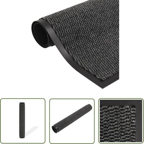 The Living Store Paillasson rectangulaire 120 x 180 cm Anthracite - Tapis D'entrée - Paillasson Intérieur - Antidérapant - Entrée Maison - Nettoyage Sols (1/4)