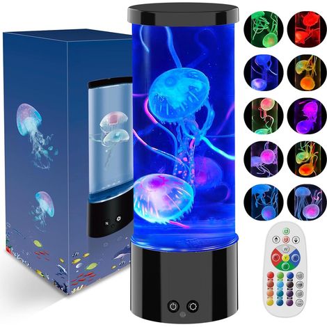 Méduse - Couleurs - 17 effets de couleurs LED et mouvements apaisants - Lot de 2 - Pour chambre et bureau - Noir (1/5)