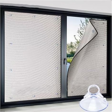 Film Fenetre Protection Solaire Anti Chaleur, 30 60 80 90 100 120 cm L Film Aluminisé Réfléchissant Avec Ventouses, Film Anti Regard Occultant Totalement, Anti-UV Isolation Thermique(50x130cm) (1/5)