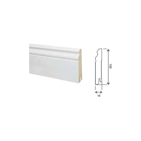 BATTISCOPA BAROCCO IN MDF BIANCO- - mm.18x100x2400 - 6 pezzi PIRCHER