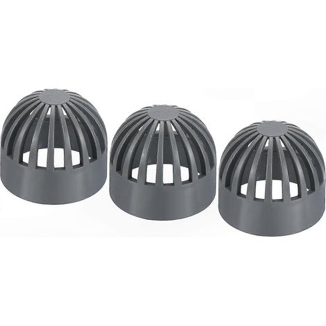 Grille d'égout ronde grise en UPVC, lot de 3, raccord 2 pouces pour système d'évacuation extérieur (1/5)