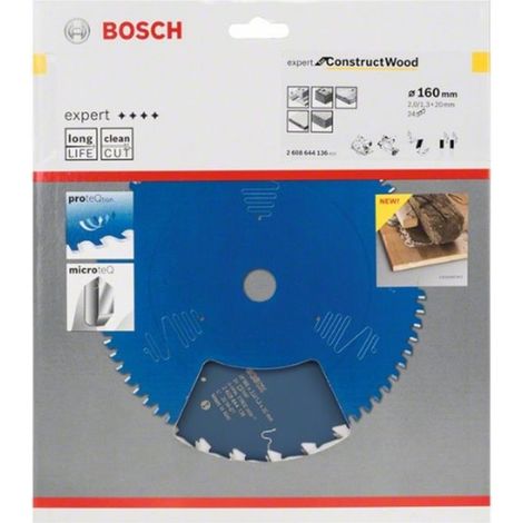 Bosch Professional 2608644136 - Disco de sierra circular CSB Expert ConstructWood: 160x20x24D