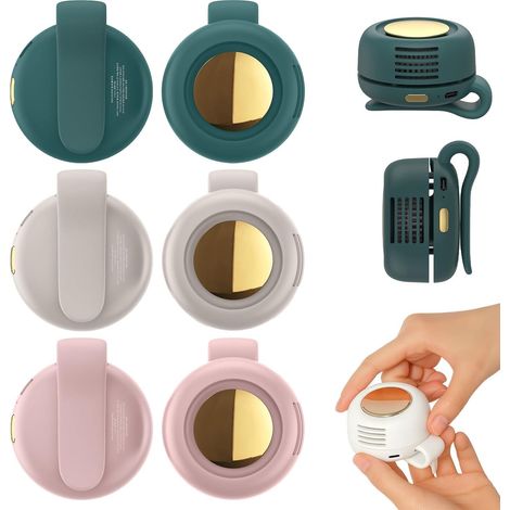 3pcs Small Clip Fan, Portable Silent Mini Bladeless Fan Clip On, 3-Speed Waist Clip Whirlwind Fans for Outdoor & Travel & Office (1/5)