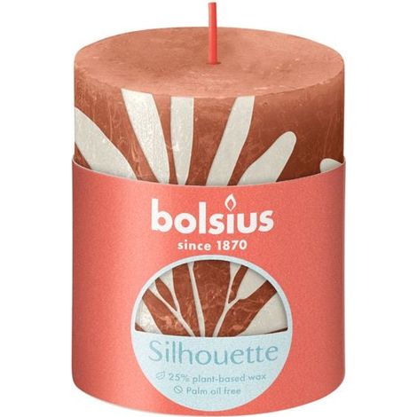 Bolsius Rustik Stumpenkerze Silhouette Rostiges Rosa+Salbei 8 cm Stumpen- und Kugelkerzen