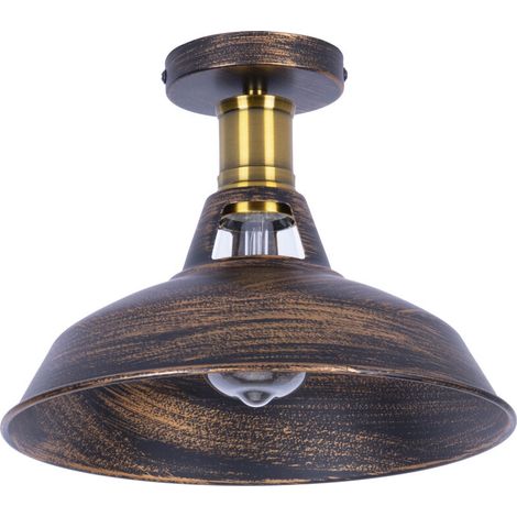 Lampe de Plafond 27cm Plafonnier Industrielle Vintage Métal Abat-jour Luminaire Couloir Balcon Escalier Bronze 1 Pack (1/5)