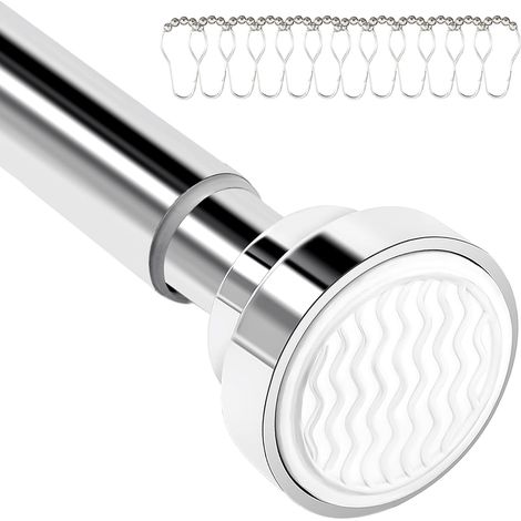 Tringle à rideau de douche (40 55 cm), barre extensible avec anneaux, pour salle de bain, chambre ou porte avec installation facile
