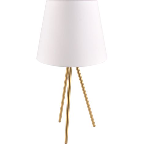 Lampada da tavolo oro con paralume bianco E27 20W Polux (1/4)