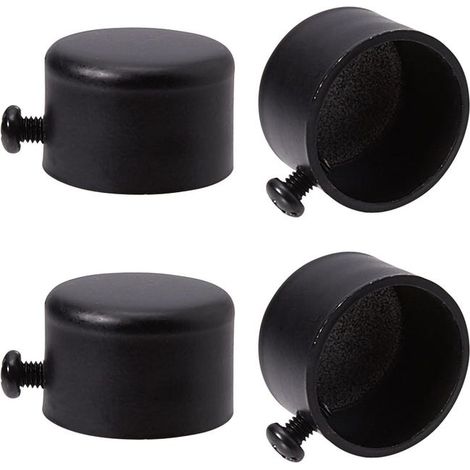 4 remates para barra de cortina, remates de metal negro con tornillos cilíndricos de 28 mm (1/5)