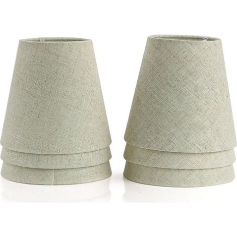 Abat-jour pour bougie lustre en cristal applique murale lampe suspendue abat-jour en tissu (lot de 6, beige) (1/4)