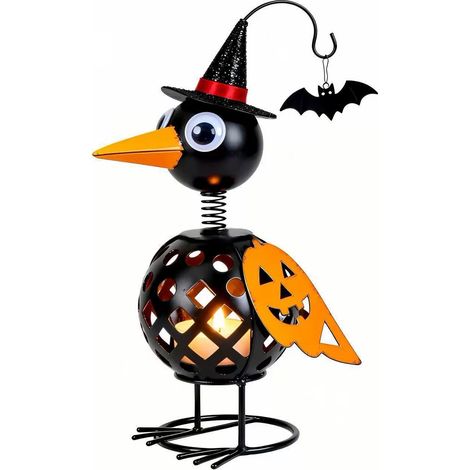Cute and innovative holiday design: Crow Pumpkin Ornament made of iron.
