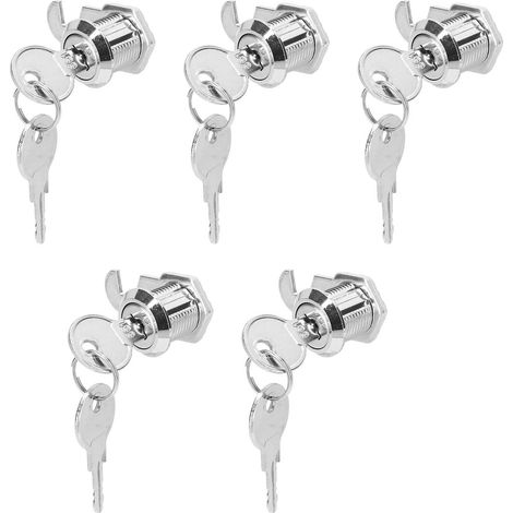 Lot de 5 verrous à came pour armoire, 5/8 po, en alliage de zinc, pour distributeur automatique, camionnette, boîte à outils et guichet automatique.