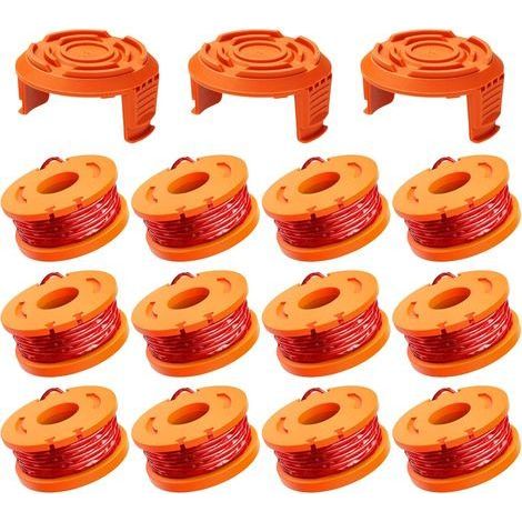 15 Pack Bobine Fil Coupe Bordure 3m - WA0010/WA6531 Coupe Bordures, Bobine de Fil Debroussailleuse(12 Fil Coupe Bordure,3 Couvercle) (1/5)