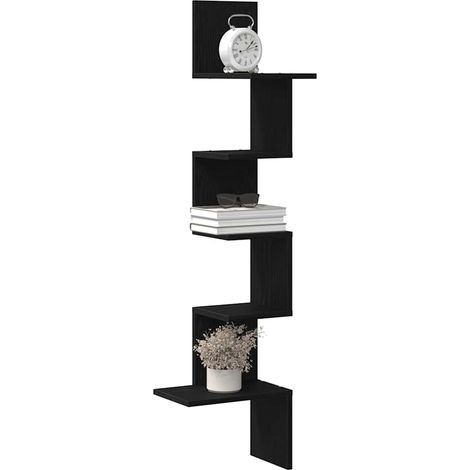 vidaXL Scaffale Angolare Muro Nero 32x32x127,5 cm Legno