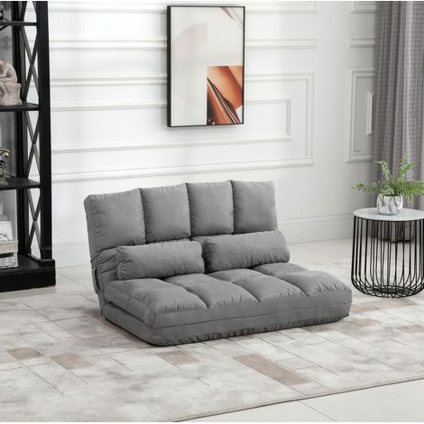 Canapé convertible 102x73x60 cm gris en velours et acier, 3 positions, gain de place - CHICFURN (1/5)