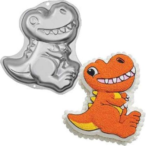 Beyamis Moule à gâteau en aluminium en forme de dinosaure 3D, couleur argent (1/5)