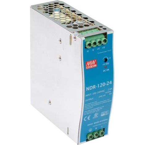Mean Well NETZTEIL - 1 AUSGANG - 120 W - HUTSCHIENENMONTAGE - 24 V 5 A - FÜR INDUSTRIELLE ANWENDUNG