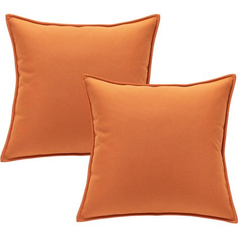 Housse de coussin orange pour chaise de jardin, housses de coussin imperméables d'extérieur 45 x 45 cm, motif uni, lot de 4, orange brûlé (1/5)