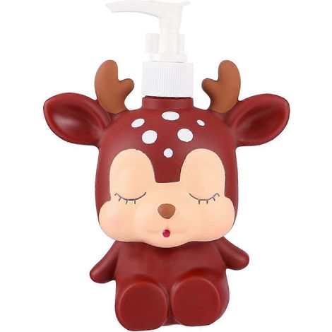 Flacon distributeur de shampoing vide à motif dessin animé pour enfants, adorable récipient multifonctionnel pour liquide (Berlin brun, 300 ml)-16.5X12.7X7.5CM-Brown (1/2)