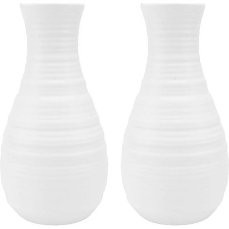 Lot de 2 vases modernes de style nordique pour la maison, vases en plastique simples et créatifs, décoration simple-20.5x7cm-White (1/3)