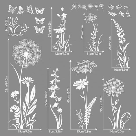 Stickers Fenetre Fleurs Blanches et Papillons - Autocollant Fenêtre Pissenlit Décoratif, Stickers Vitres Electrostatique Anti-Collision pour Fenêtres, Portes, Cuisine, Bureau et Chambre (1/3)